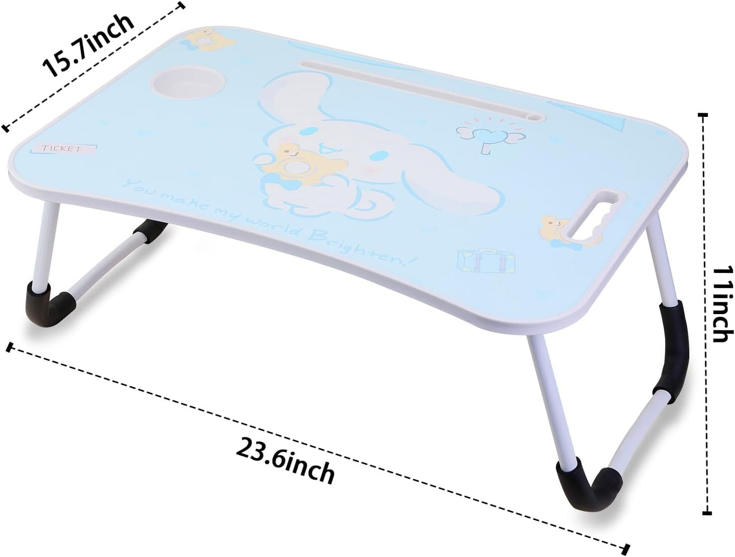 Laptop-Tisch mit klappbaren Beinen & Getränkehalter, Blau Bear