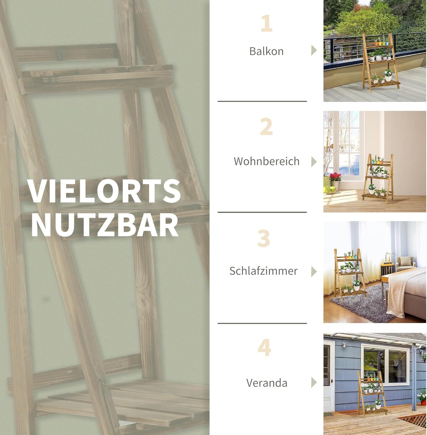 Blumentreppe mit 3 Stufen, L60 x B37 x H93 cm