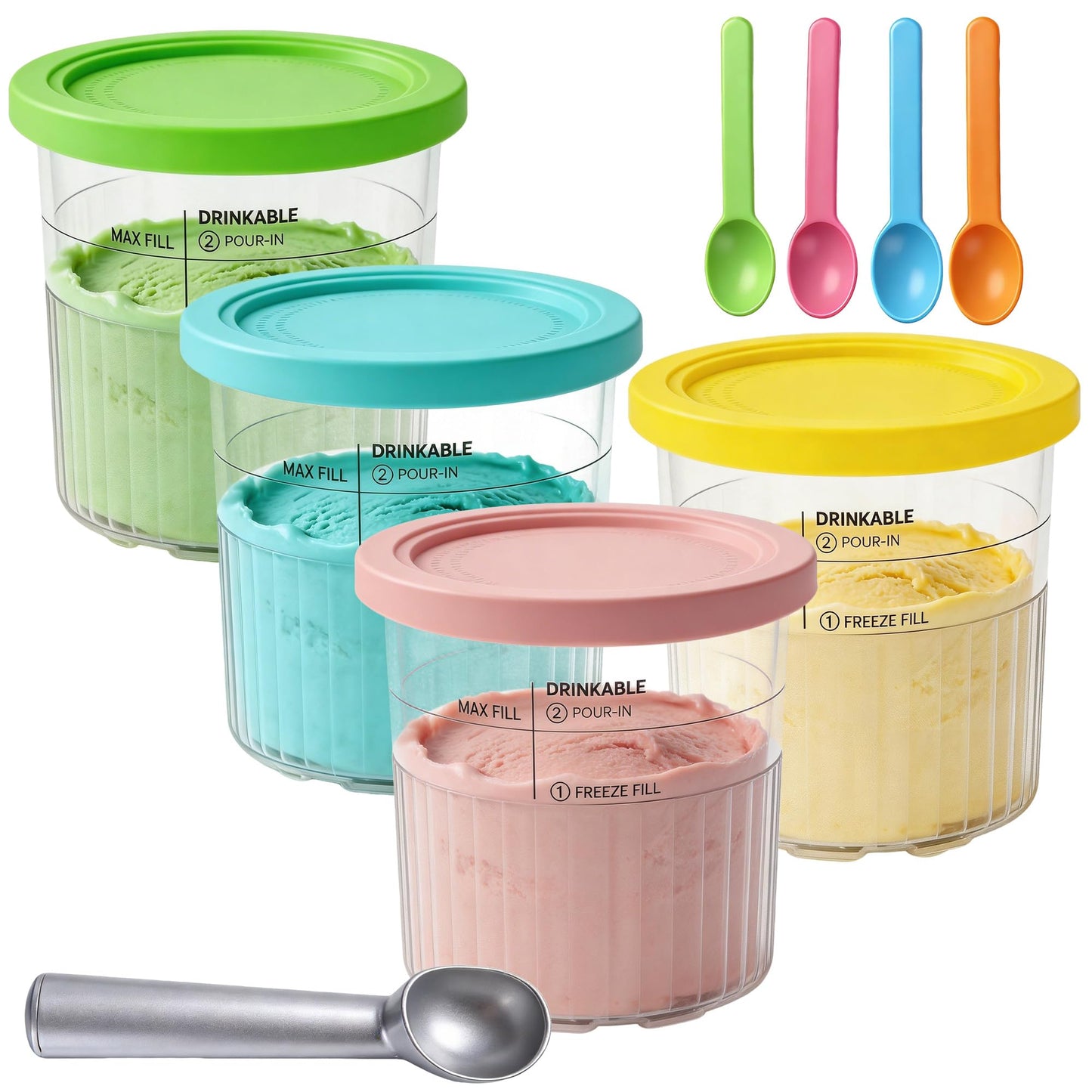 Behälter-Set für Ninja Creami Deluxe Pints (4 Stück), Nc500