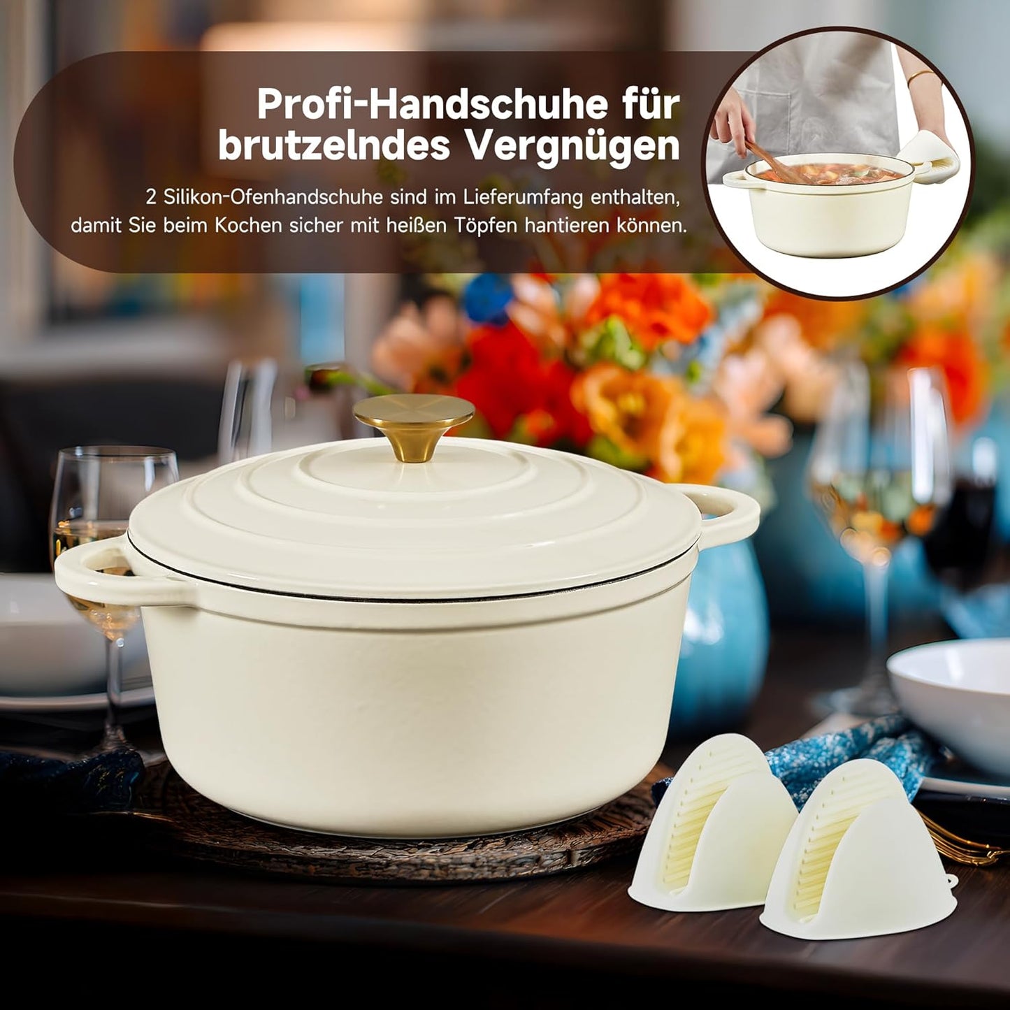 Schmortopf, 24cm/4L Cremeweiß