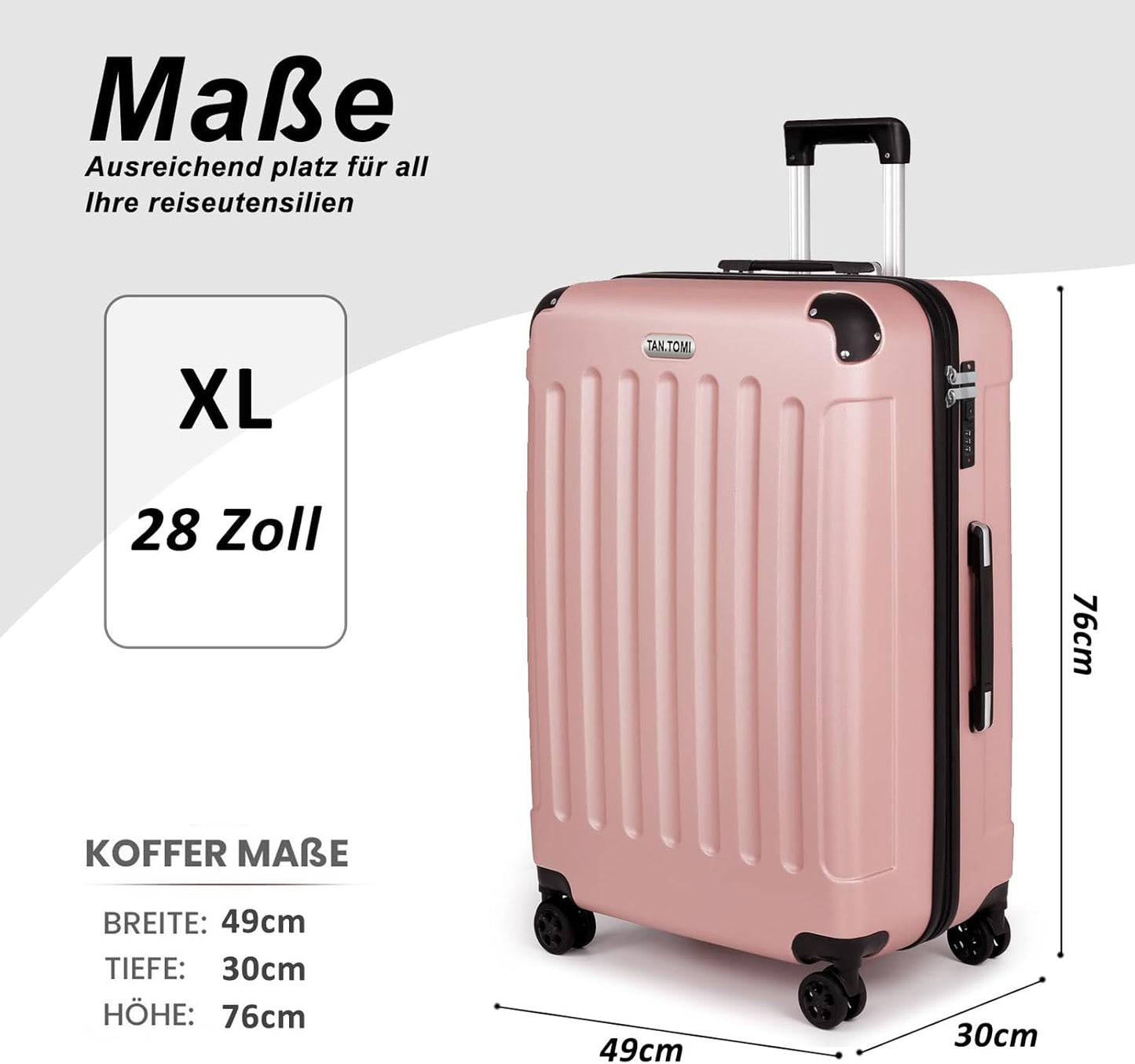 Hartschalenkoffer XL, Rosa Gold XL
