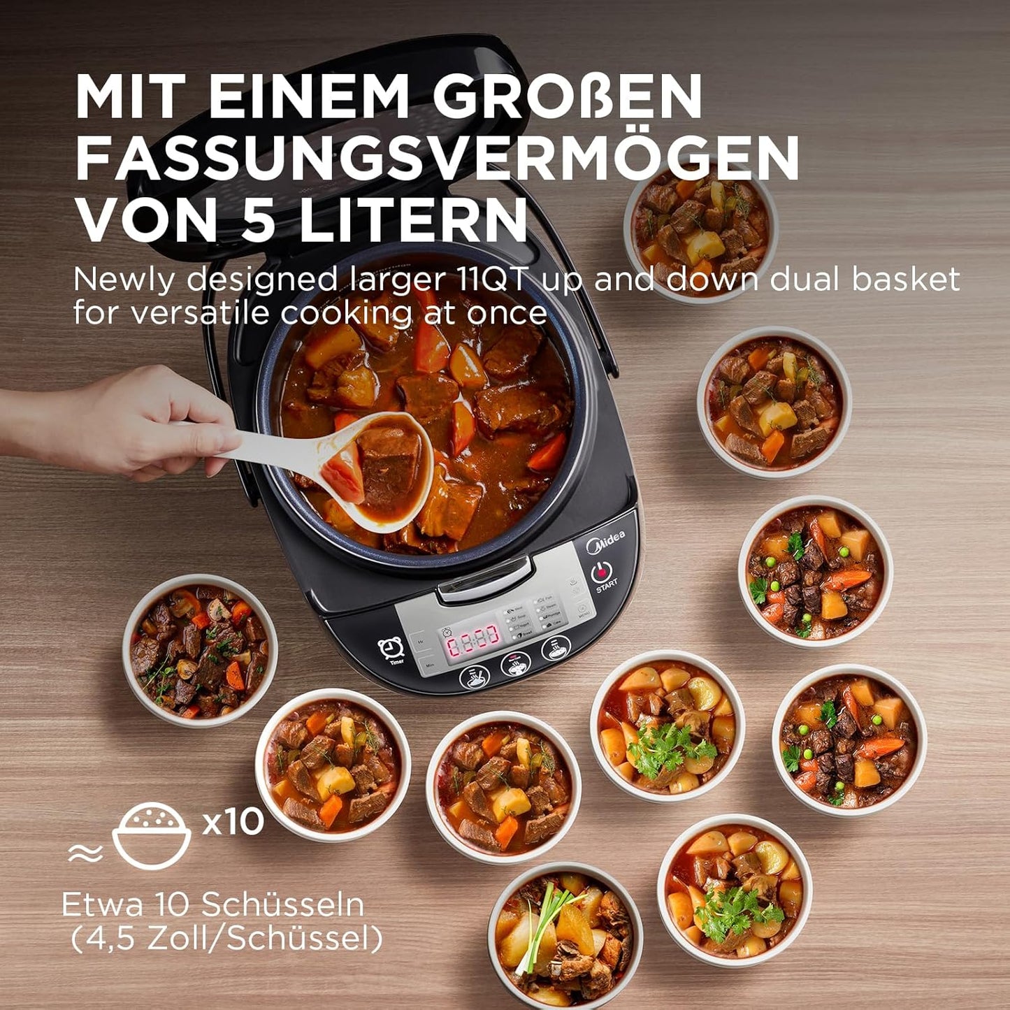 Multikocher mit 11 Programmen inkl. Dämpfeinsatz, Löffel & Messbecher, 5L