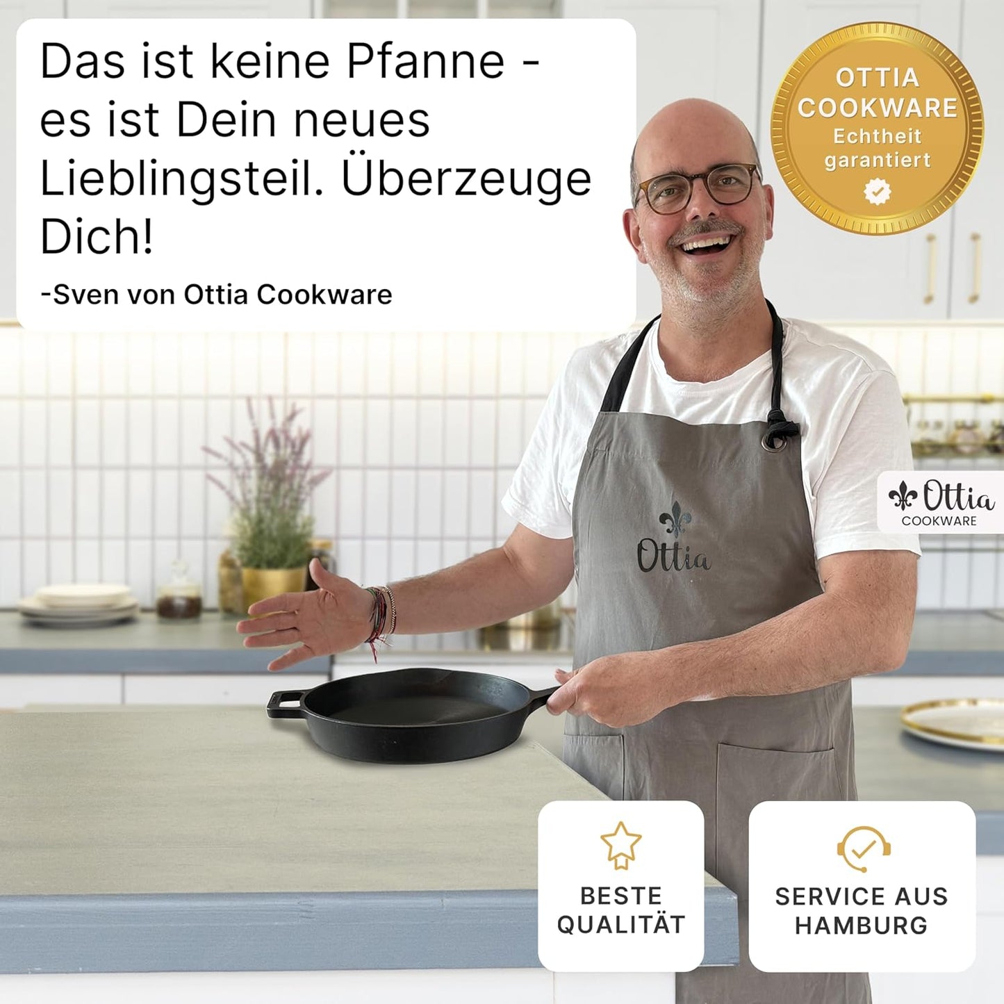 Gusseisenpfanne 28cm robust und widerstandsfähig, 28cm ohne Zubehör