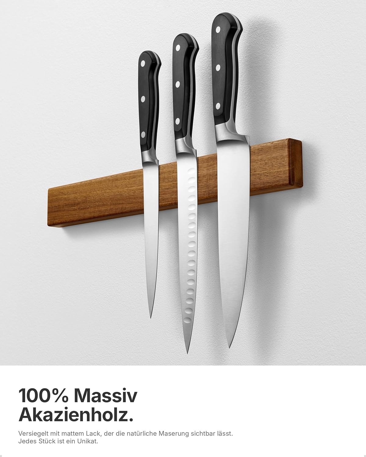 Magnetleiste für 7 Messer, Akazie 40 cm / 16″