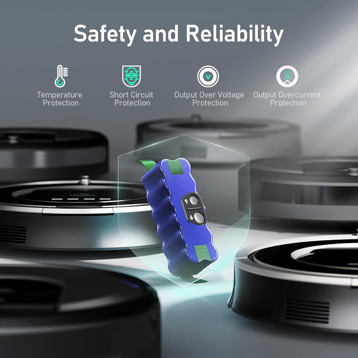 Ersatzakku für iRobot Roomba 500er-, 600er-, 700er- & 800er-Serie, Blau