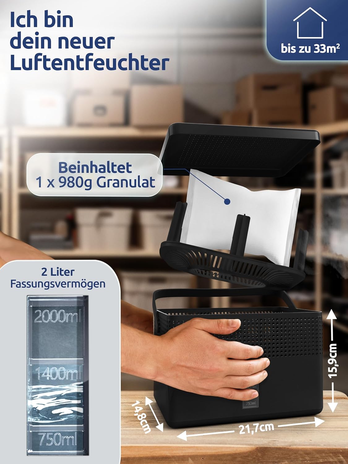 AirOne Max Luftentfeuchter, Midnight Black