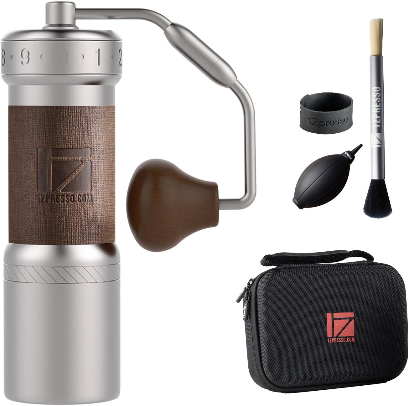 Manuelle Kaffeemühle K-Ultra mit Edelstahl-Mahlwerk, K-ultra Silber mit Tragekoffer