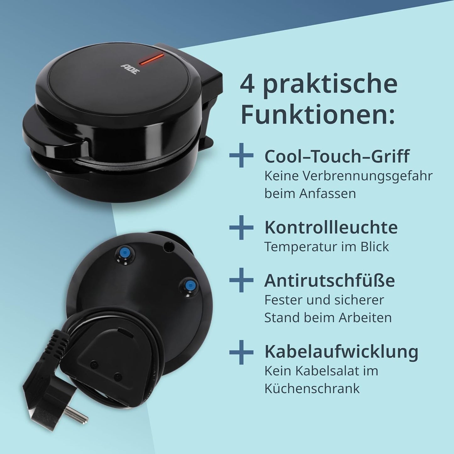 Rundes Mini-Waffeleisen, Runde Form