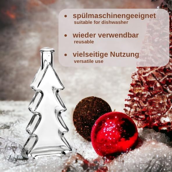 Glasflaschen-Set mit Korkverschluss und Tannenbaumform, Tanne/Klar 4 Stück