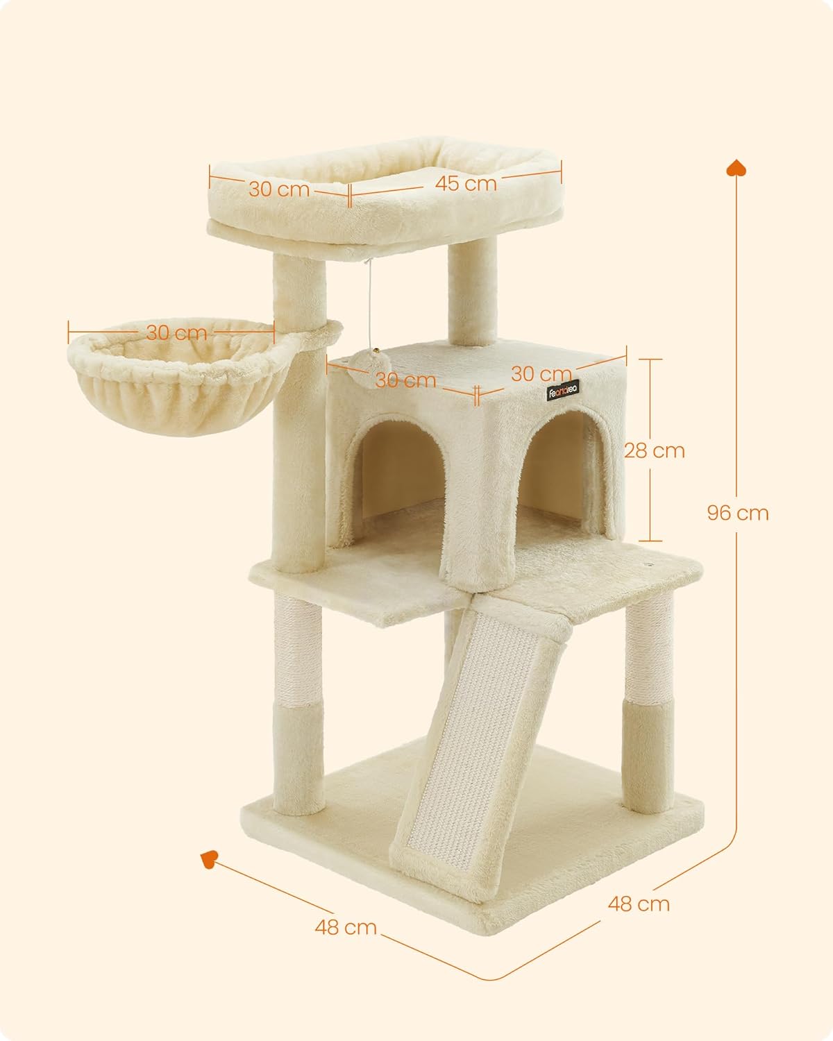 Kratzbaum PCT51M mit Plattform und Höhle, beige