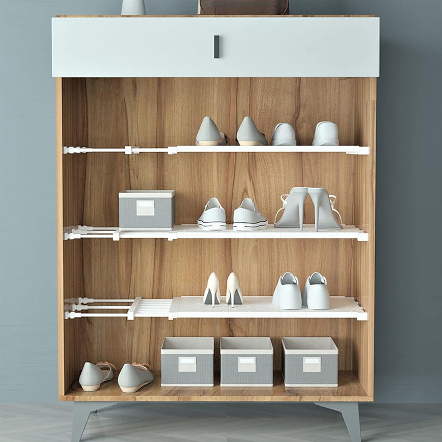 Verstellbares Schrankregal-Set (2 Stück, 38~60cm), White - 2pcs