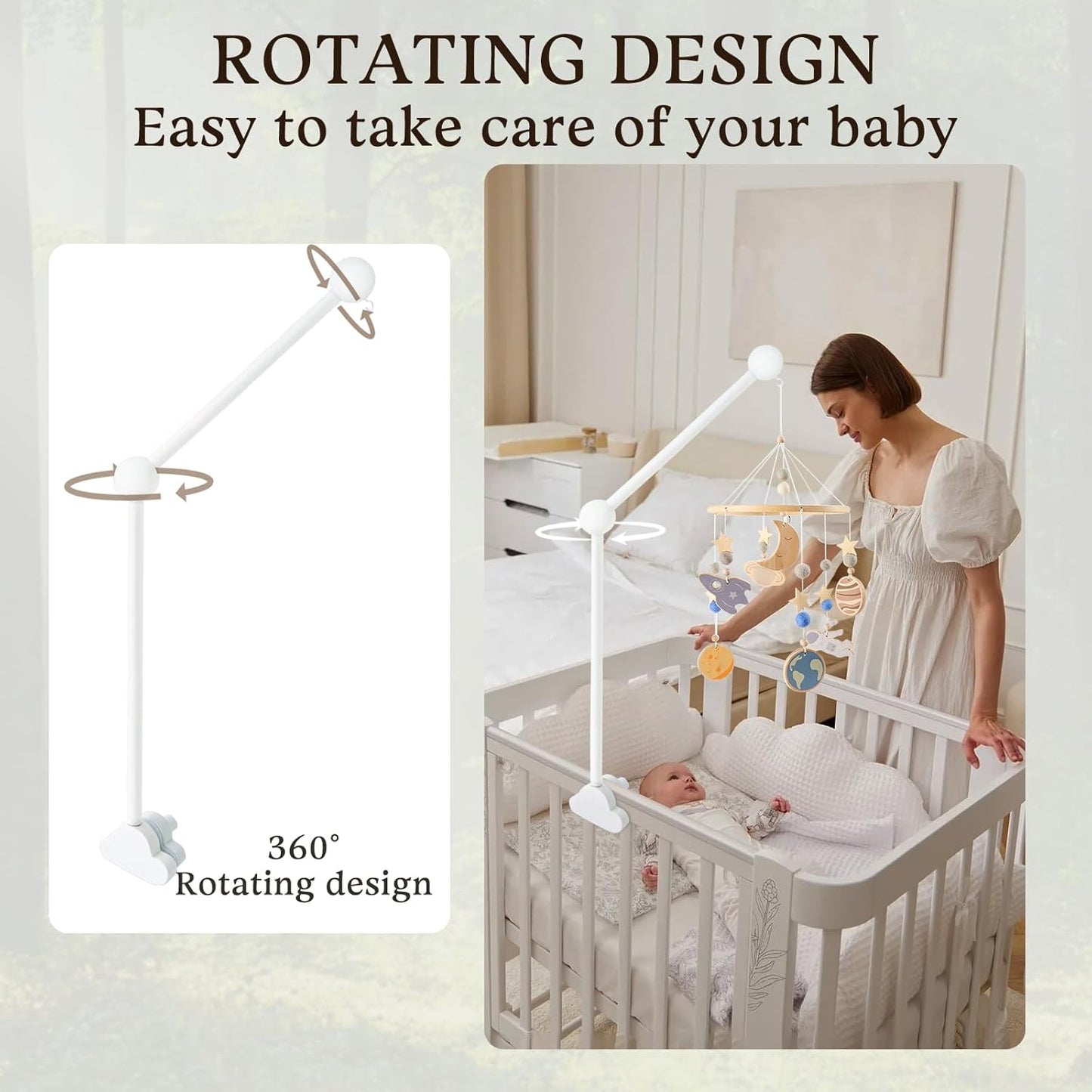 Mobile Halterung für Babybett, Weiß