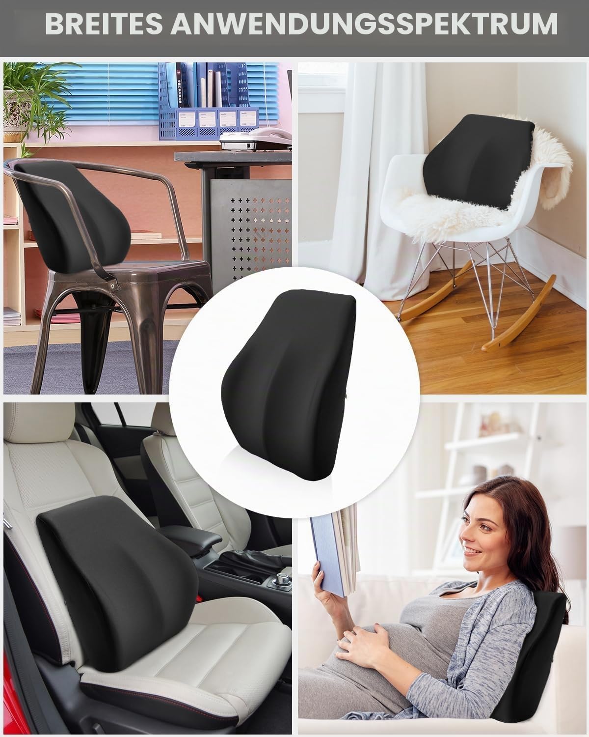 Ergonomisches Lendenkissen aus Memory Foam für Autos und Bürostühle, Schwarz-a Schwarz-A