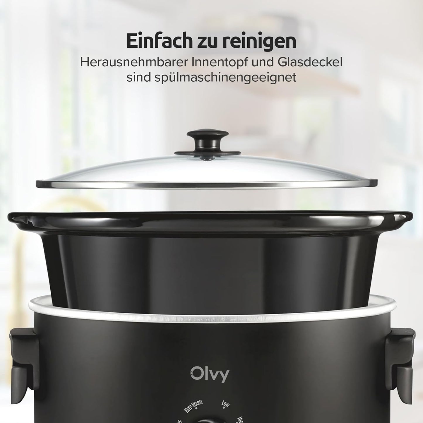 Slow Cooker 6L mit Keramik-Innentopf und 3 Stufen