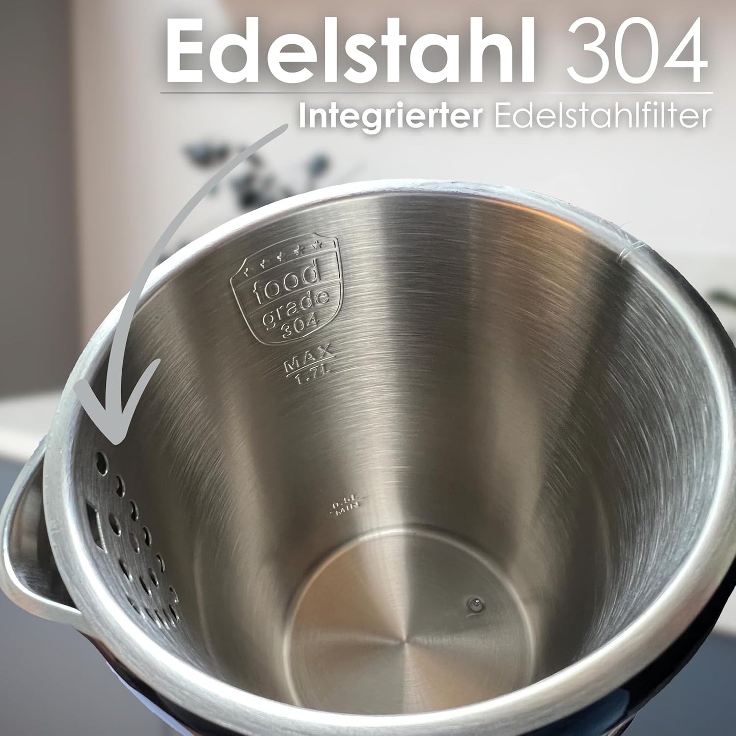 Wasserkocher mit Temperatureinstellung und Warmhaltefunktion
