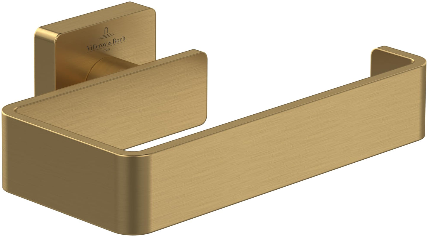 Elements Striking Toilettenpapierhalter, Brushed Gold ohne Deckel eckig