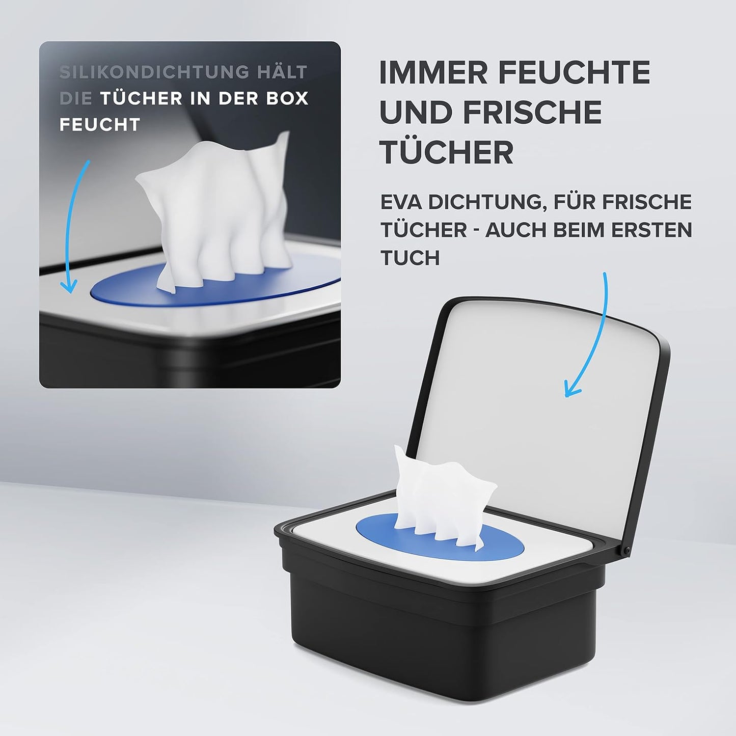 Feuchttücher-Aufbewahrungsbox, Schwarz Zum Kleben