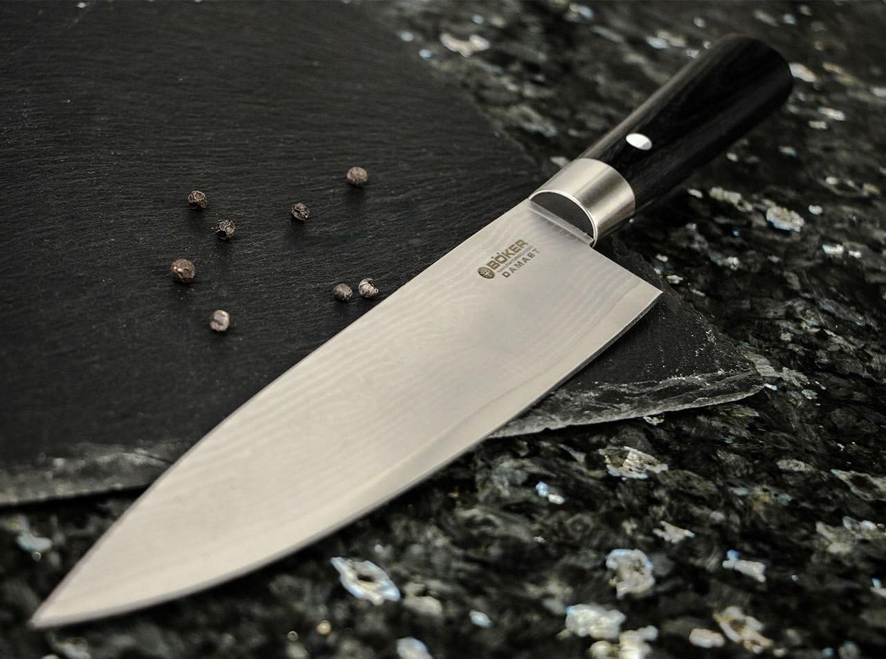 130421DAM Kochmesser Gross, Damast Black Kochmesser Gross