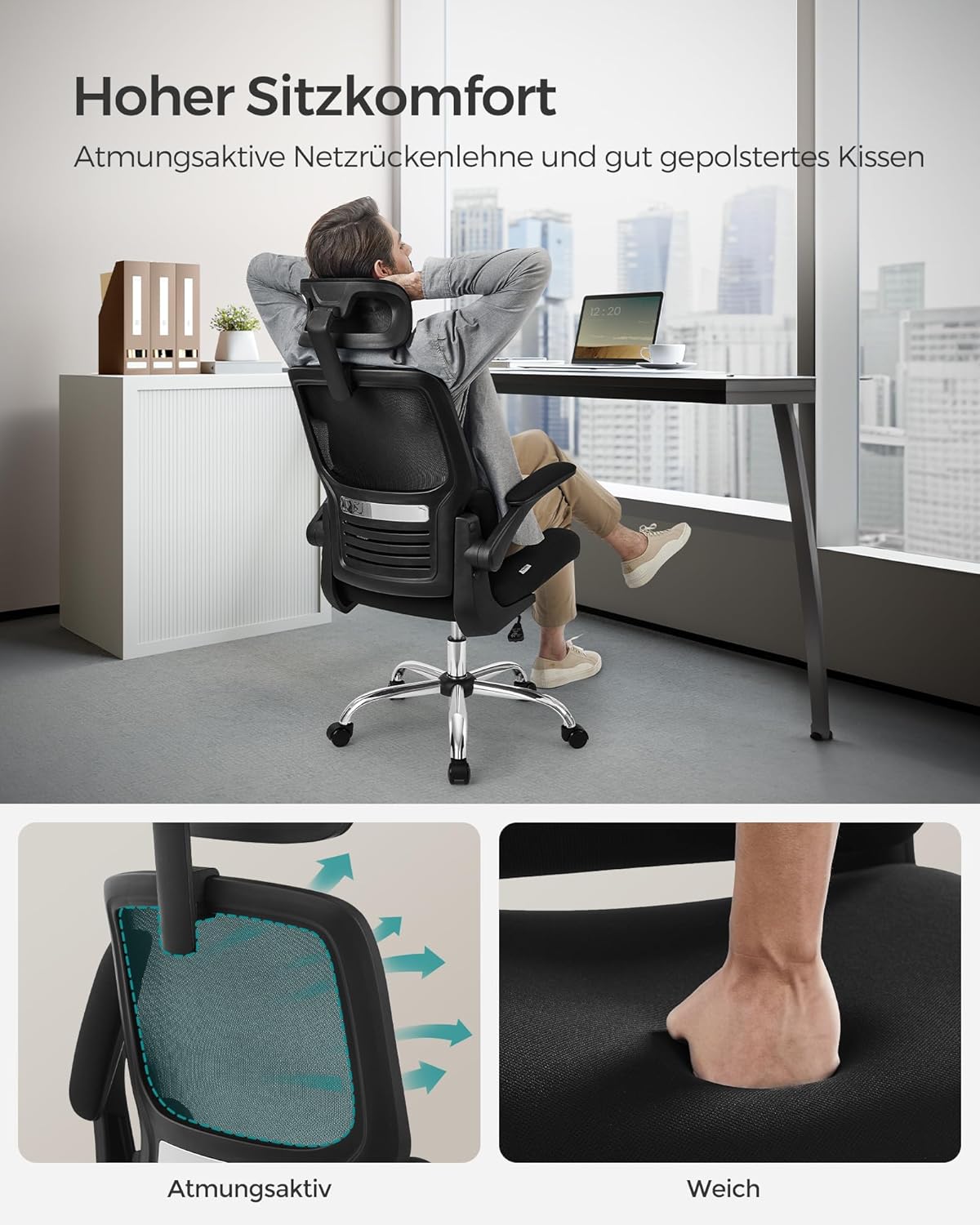 Bürostuhl OBN040B01, Tintenschwarz