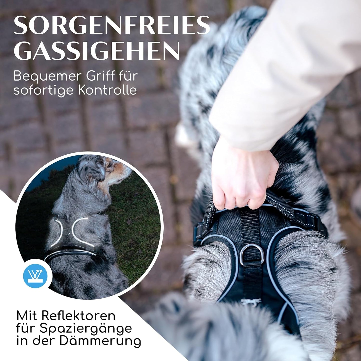 Atmungsaktives Hundegeschirr mit Griff, Anti-Zug, XL Black