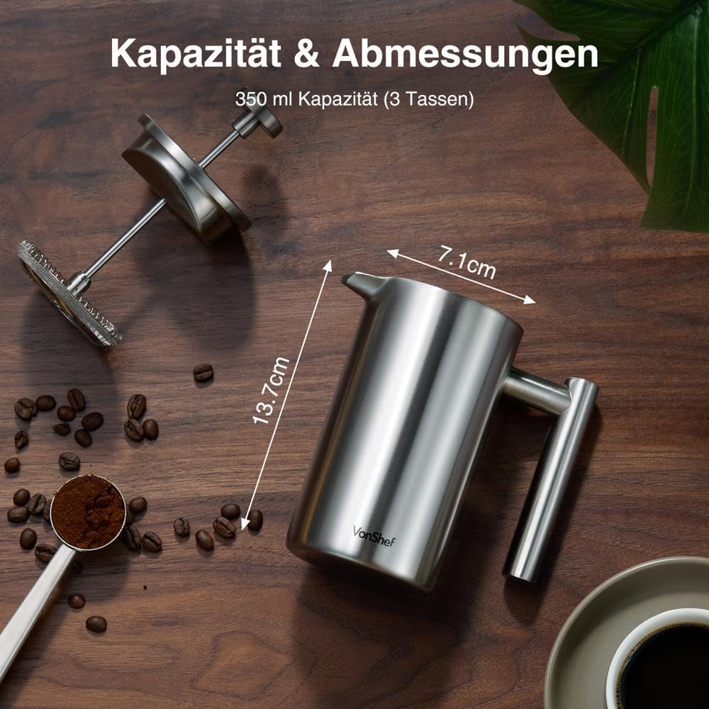 French Press Kaffeebereiter, 350ml/3 Tassen