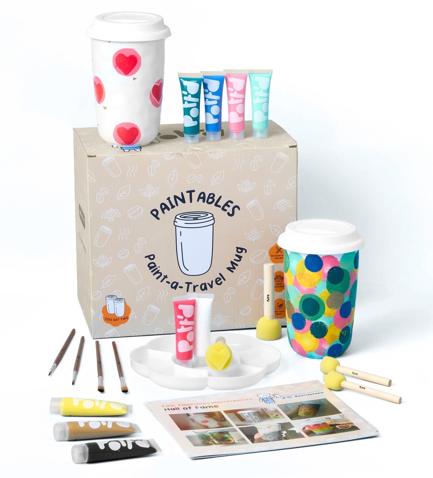 DIY Keramik-Bemalen-Set mit Reisebechern, 2er-Set Reisebecher