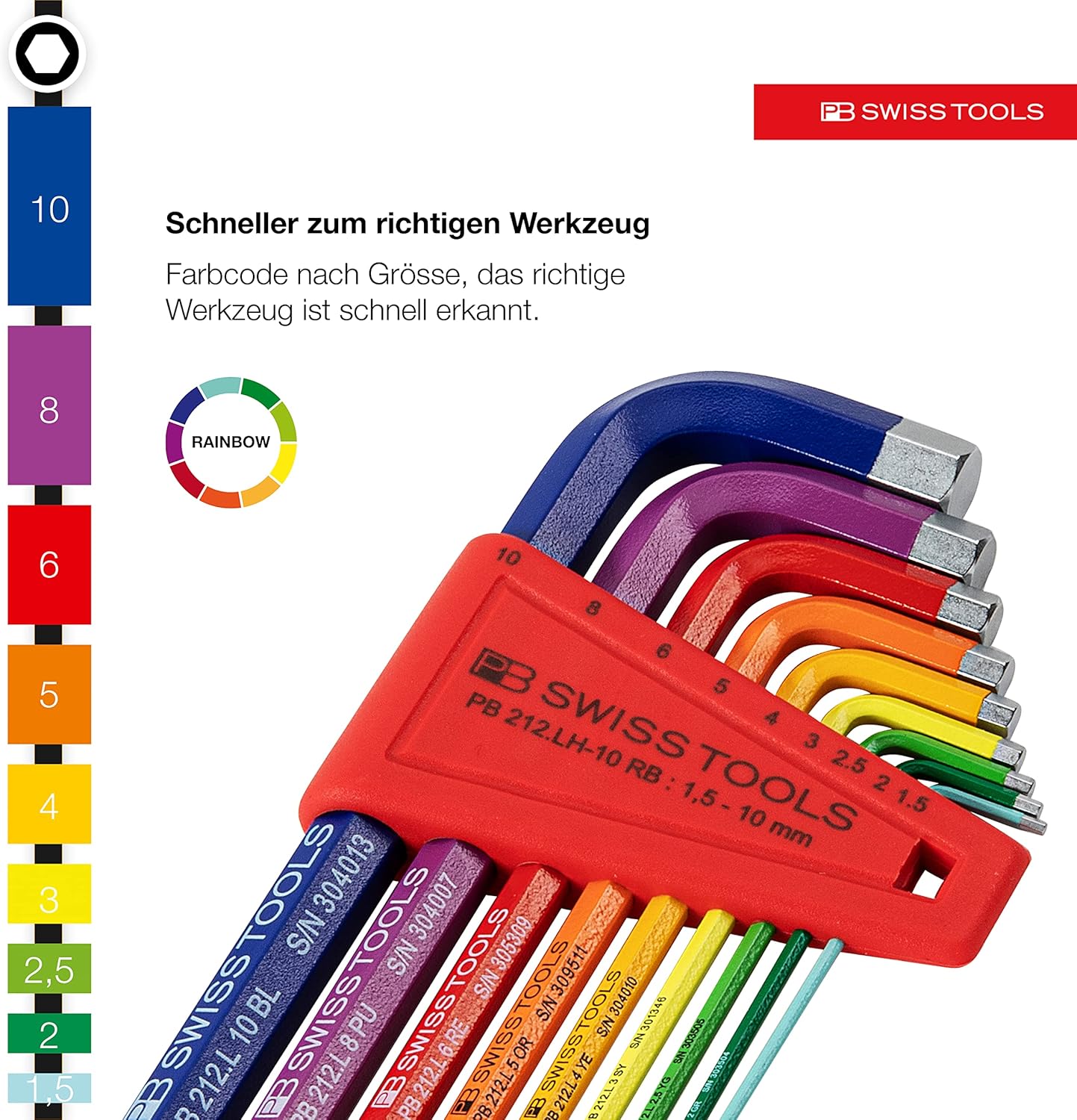 Innensechskant Winkelschraubendreher-Set (9-teilig), PB 210.H-10 RB (1,5-10mm)