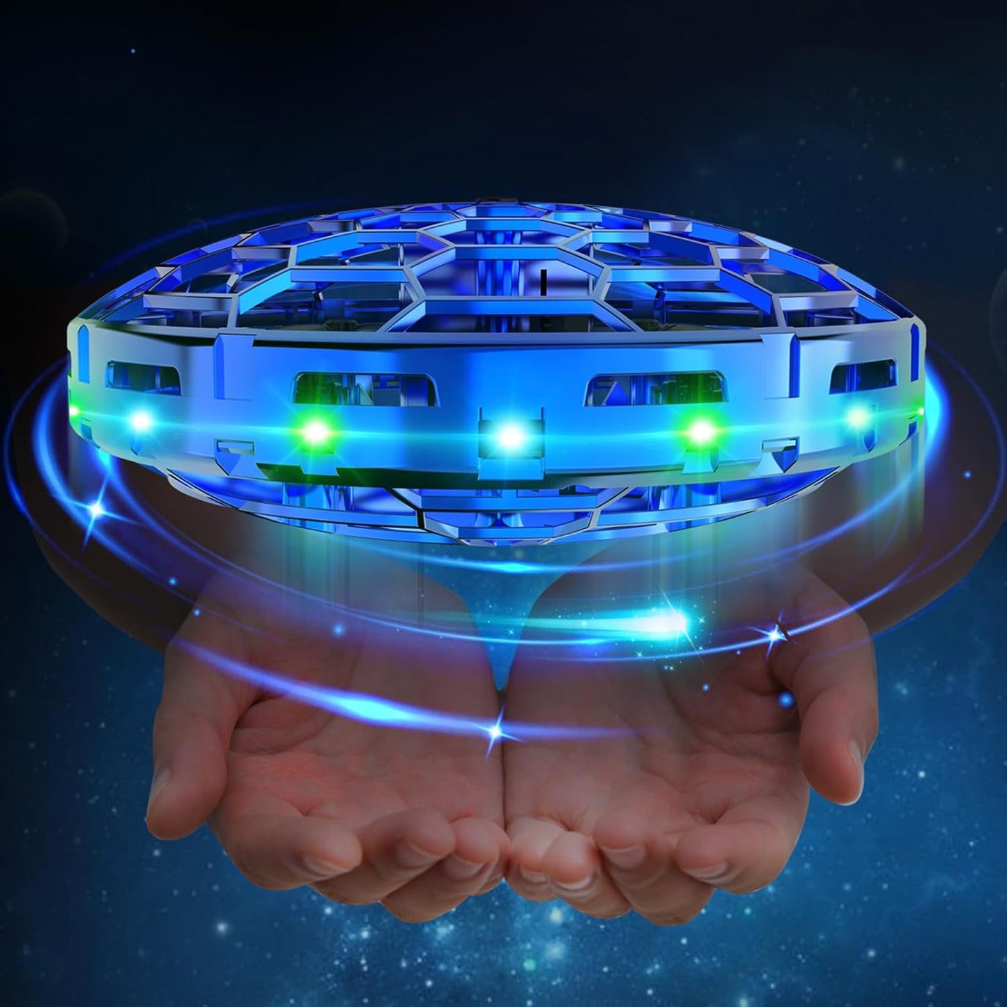 Mini UFO Drohne mit LED Licht, Blau