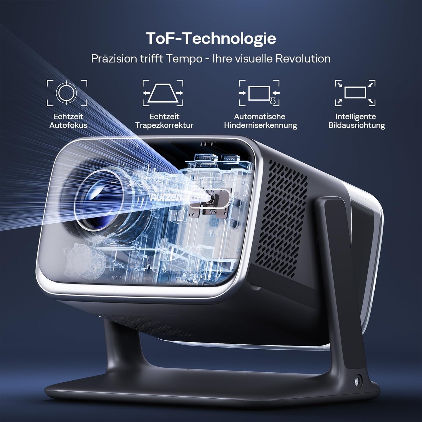 Boom Mini 4-in-1 Smart Beamer mit Google TV, Schwarz