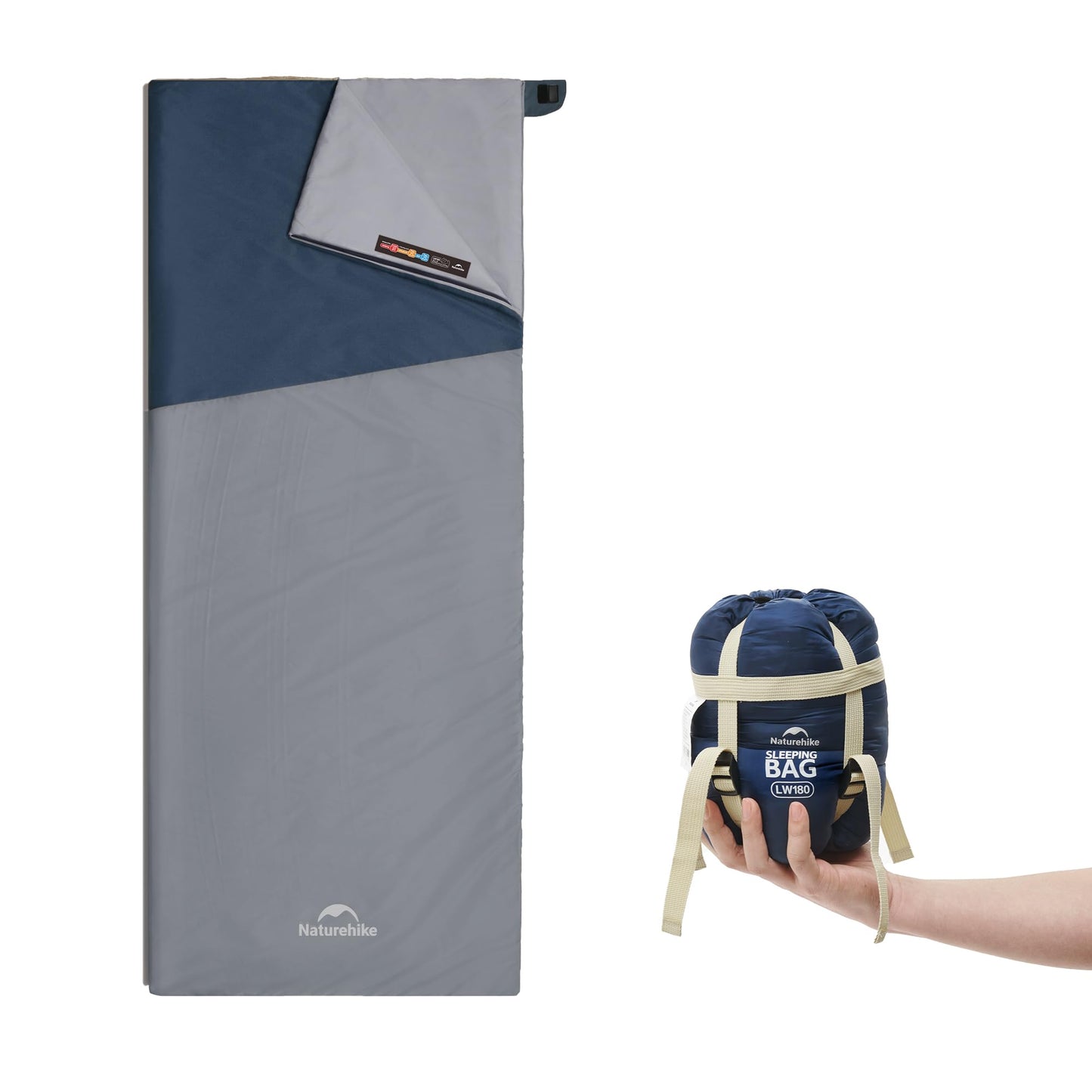 Ultraleichter Schlafsack, Dunkelblau/Hellblau-XL