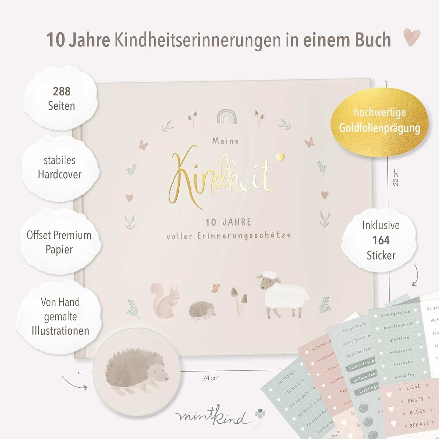 Erinnerungsalbum "Meine Kindheit", mit Stickerset, Wald