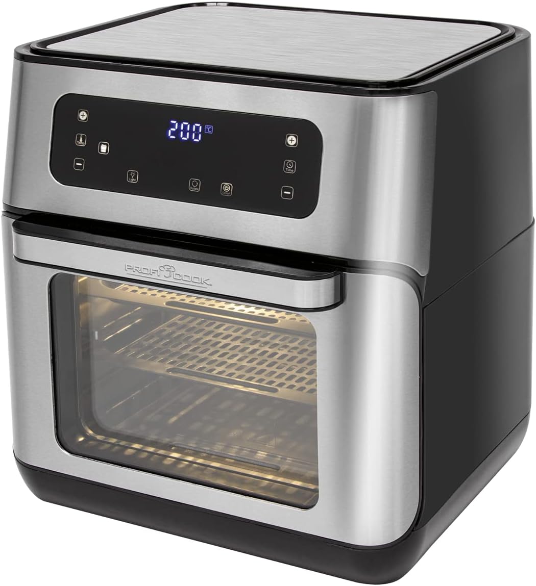 Heissluft-Fritteuse mit 9 Programmen, 11 Liter, Edelstahl-schwarz 11 Liter