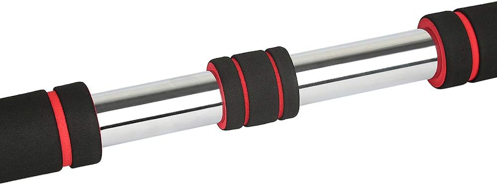 Klimmzugstange für Türrahmen (ausziehbar, 80-115cm), Schwarz Rot