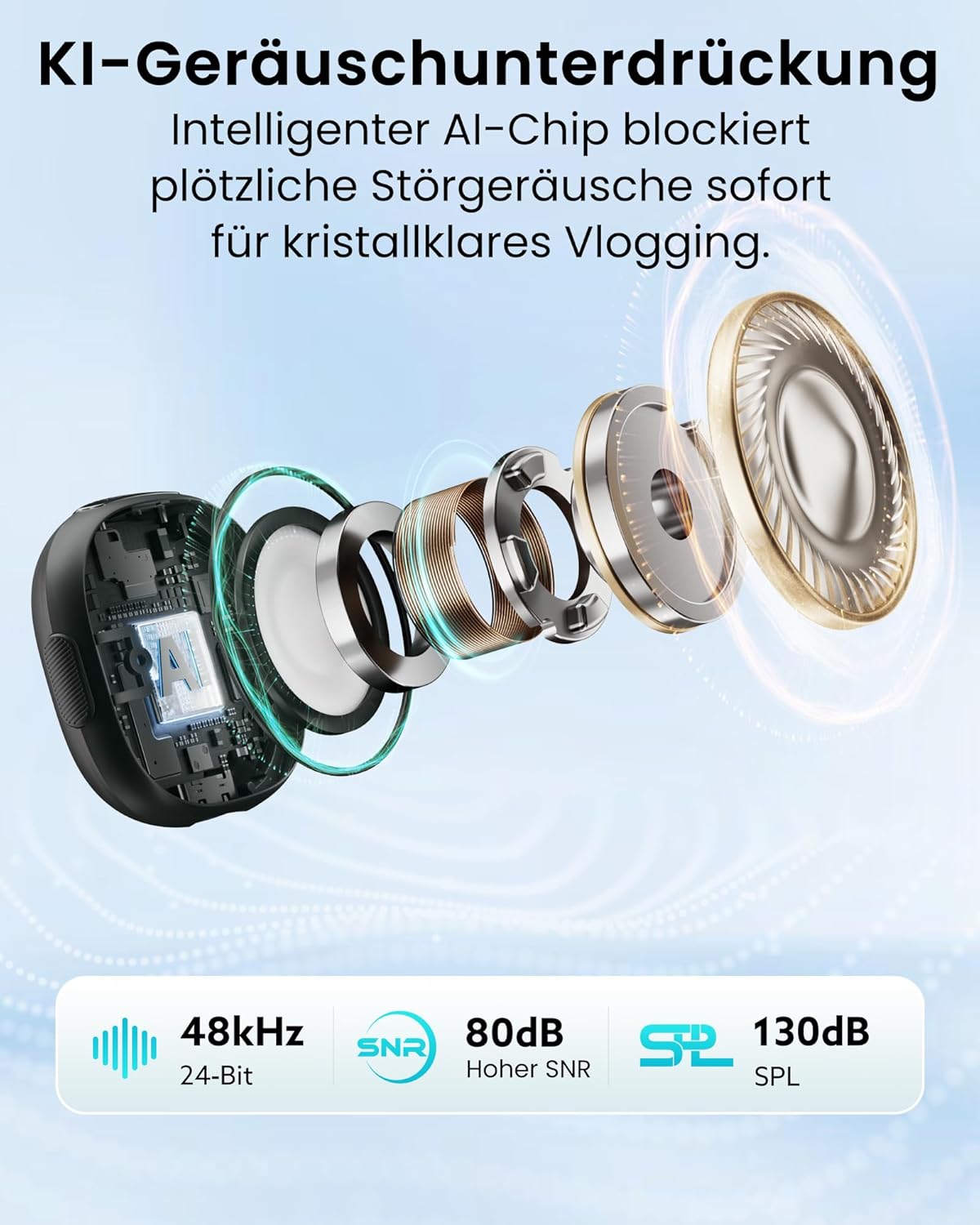 Echo Air 2 Lavalier Mikrofon USB-C für Smartphones, Elfenbeinschwarz