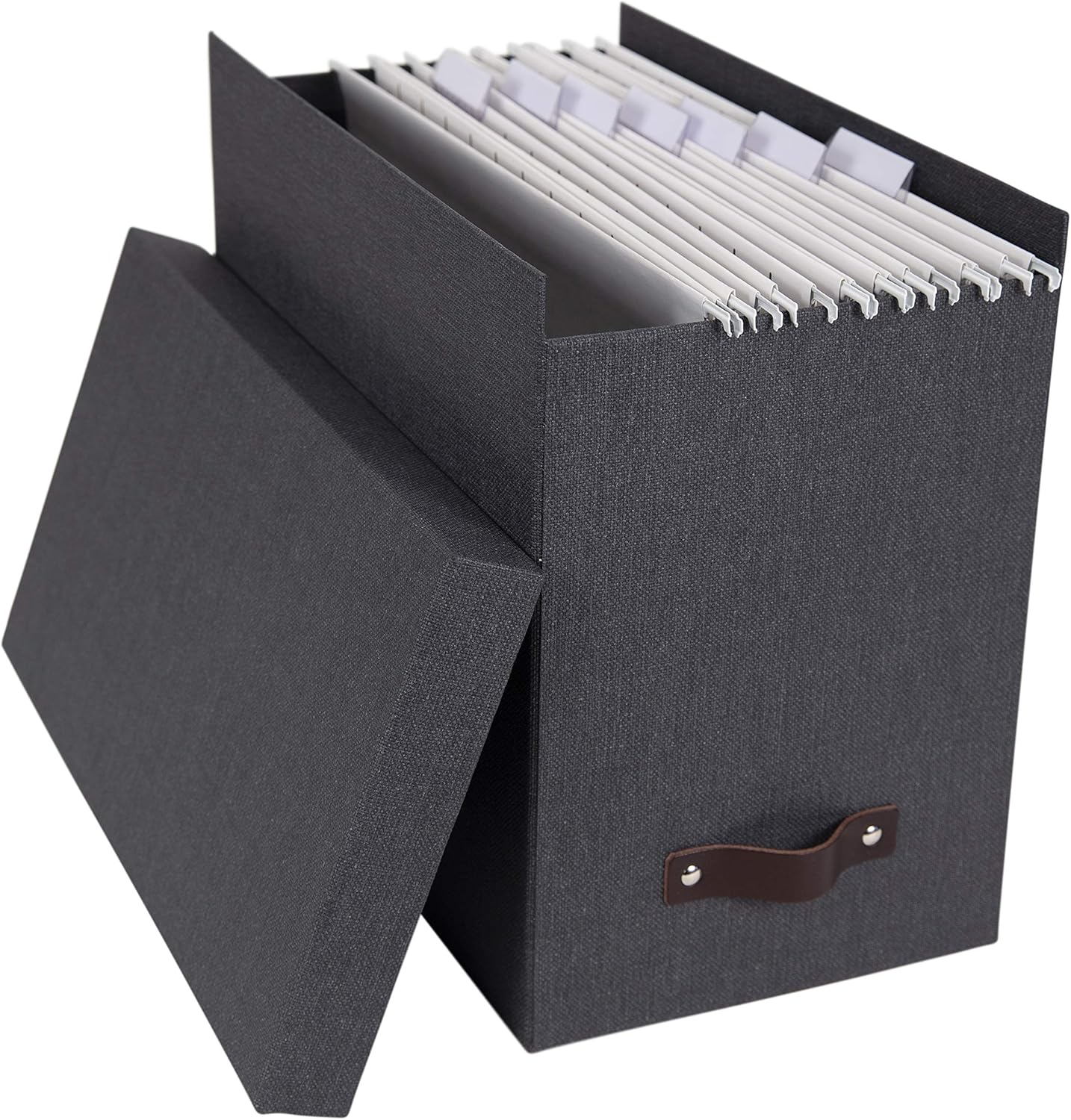 Hängeregisterbox Johan für A4-Dokumente, mit Deckel & Griff, Schwarz W19cm x D35cm x H27cm