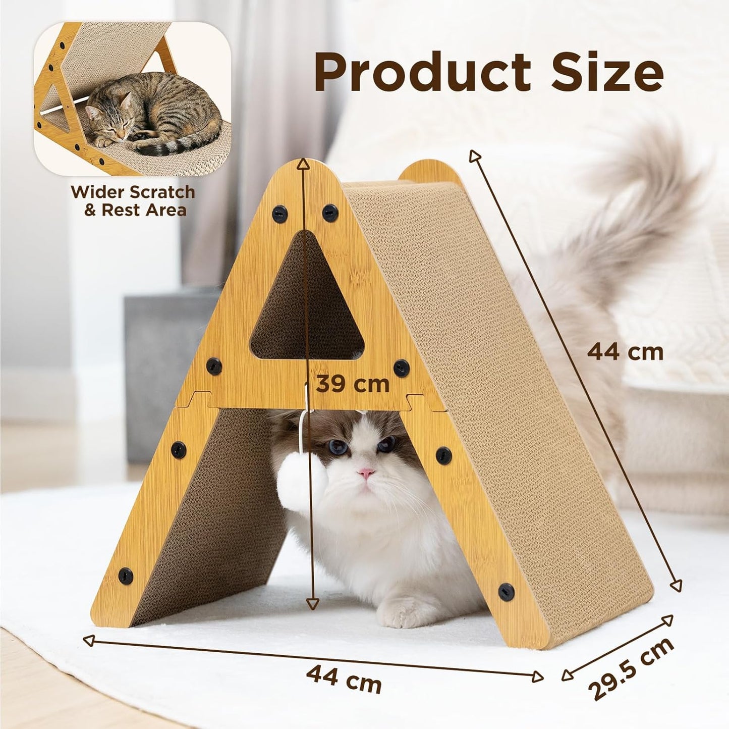 Kratzbrett für Katzen, A-Form, 44 x 39 x 29.5 cm (4 cm Dicke)