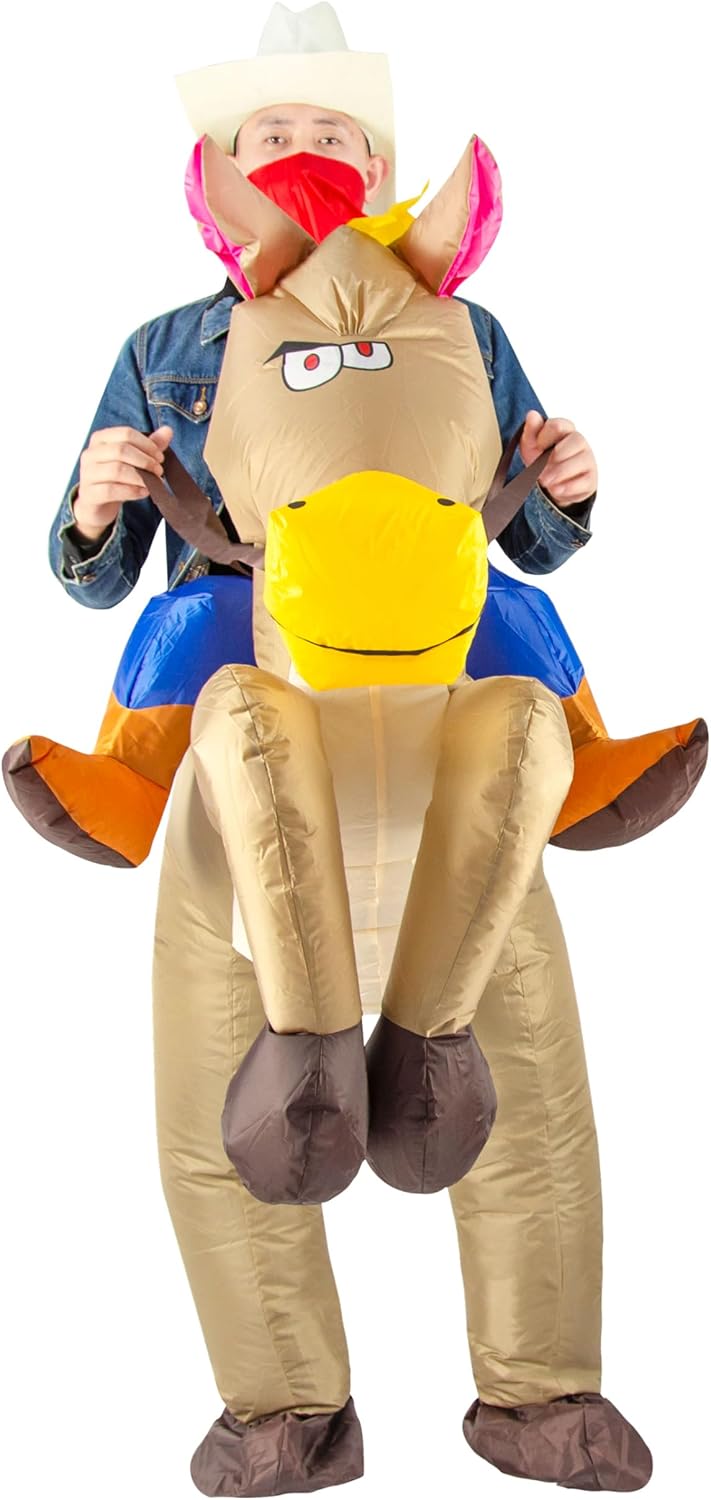 Aufblasbares Cowboy-Reiterkostüm für Erwachsene, Braun