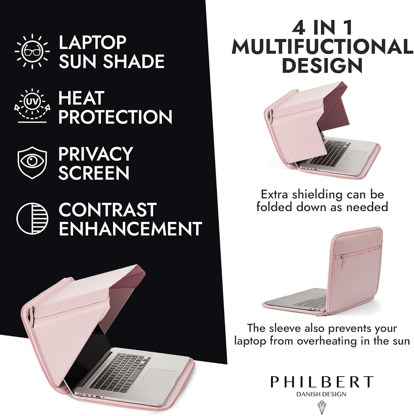 Screen Shade Sleeve für 14 Zoll Laptops, Rosa 14"