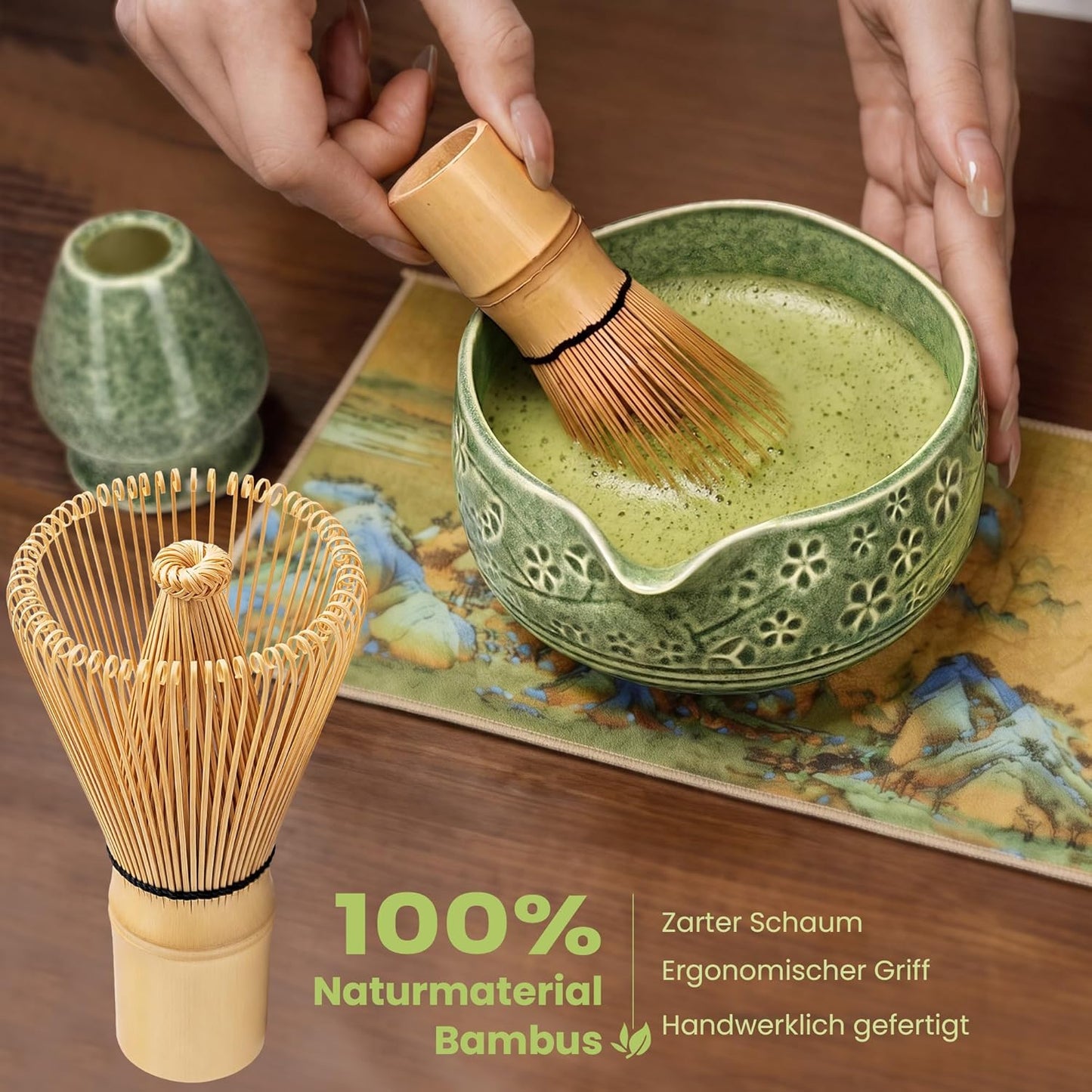 7-teiliges Matcha-Teeset, Grün