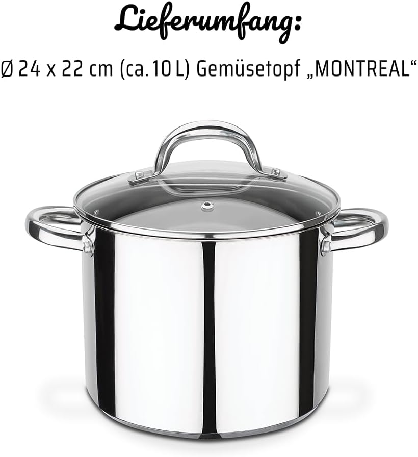 Montreal Gemüsetopf mit Kaltmetallgriffen, 10L, 10 Liter