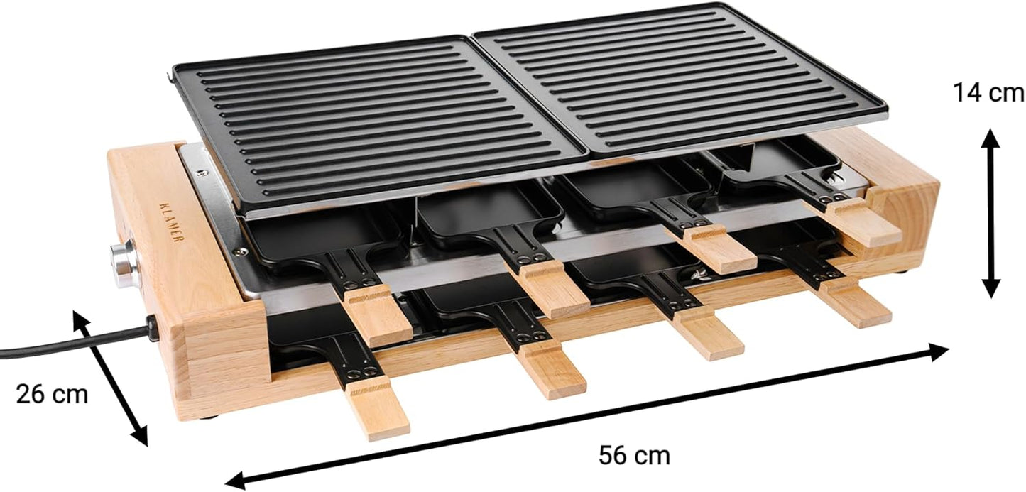 Raclette mit Holzgestell 8 Personen, Holz-Edelstahl