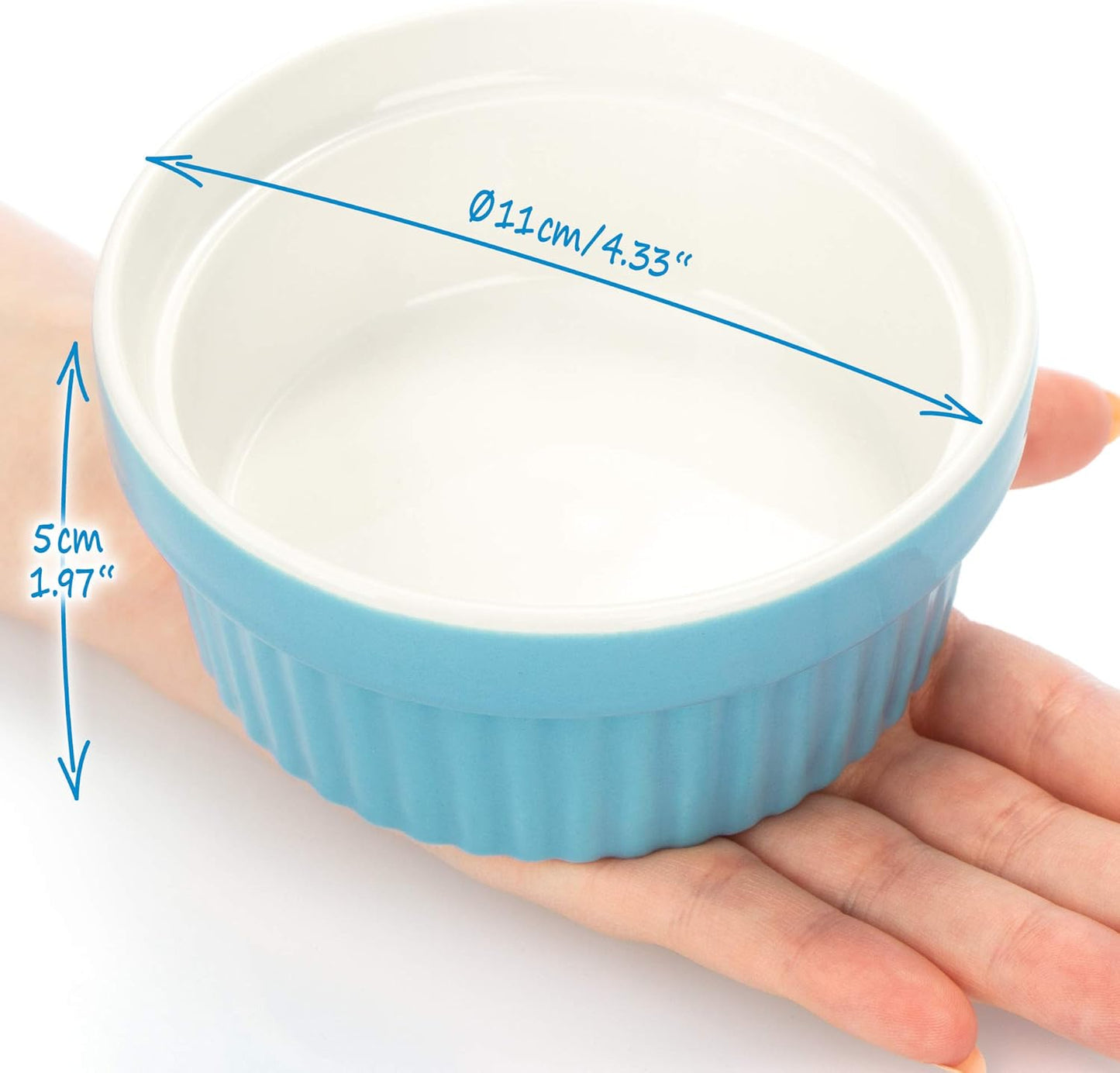 12er-Set Soufflé Förmchen, Blau - 12 Stück Ø 11cm