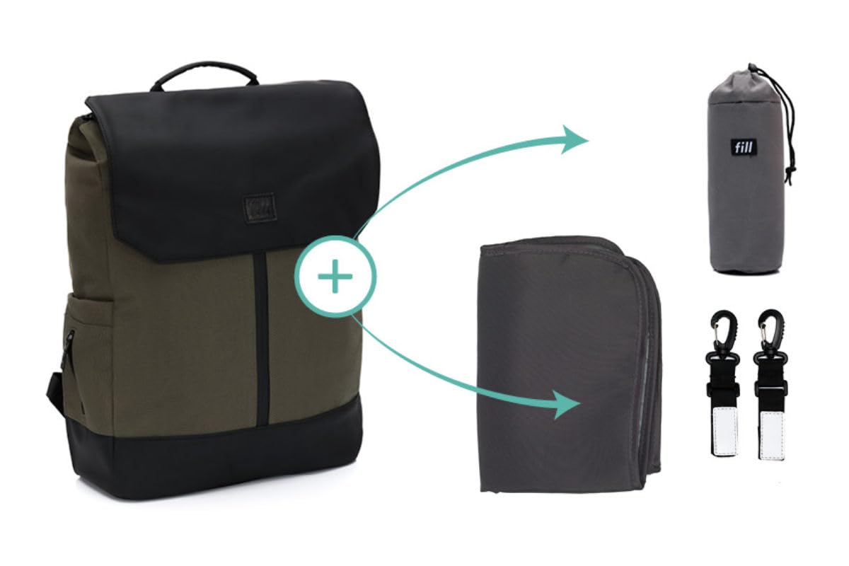 Multifunktionaler Wickelrucksack mit Zubehör, Khaki