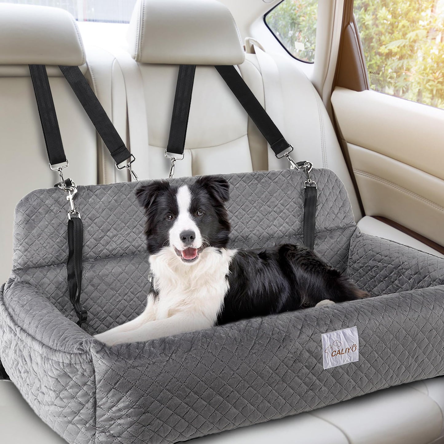 Hunde Autositz mit Sicherheitsgurt, Hellgrau(XL)