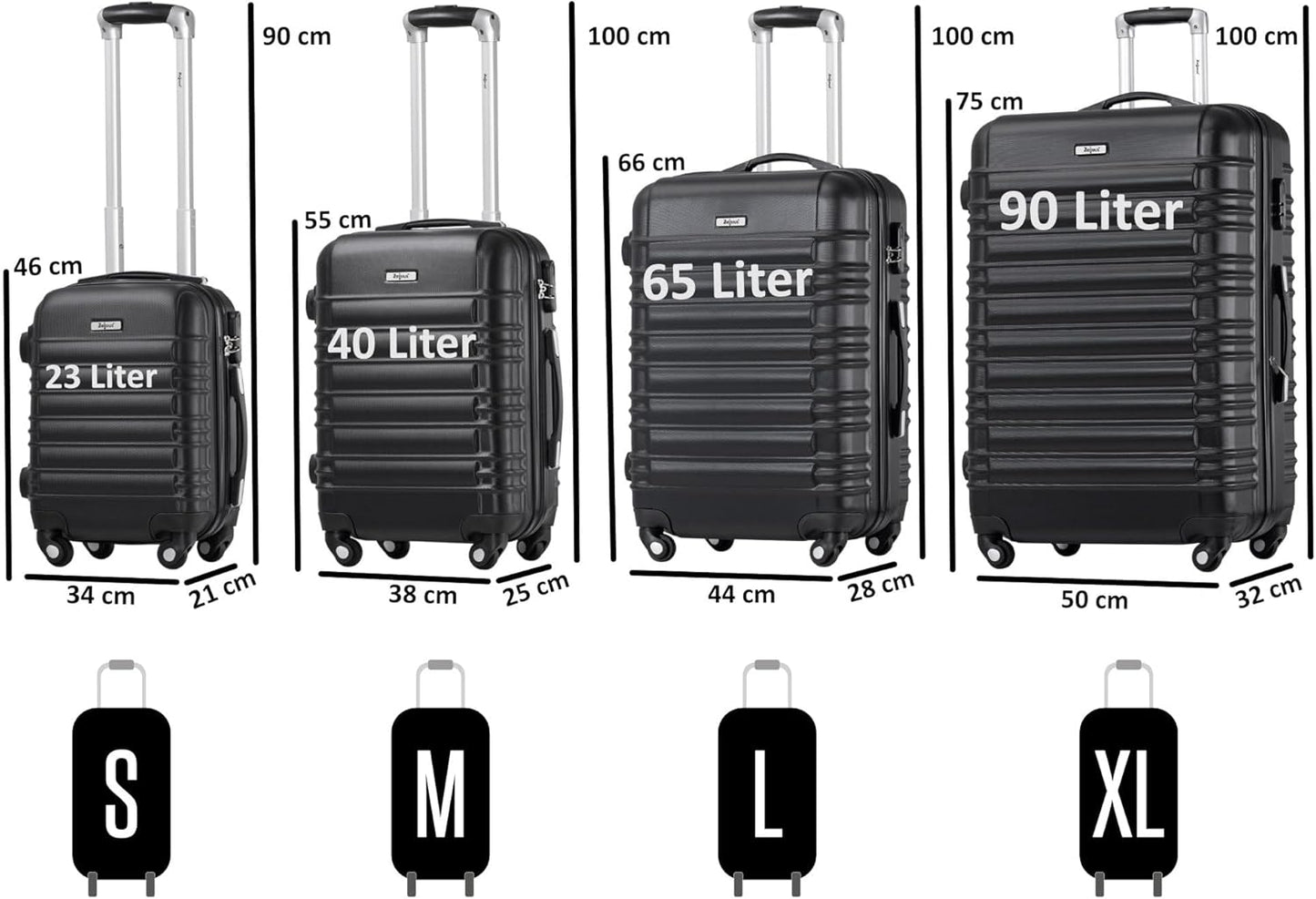 4-tlg. Hartschalenkoffer Set, Schwarz