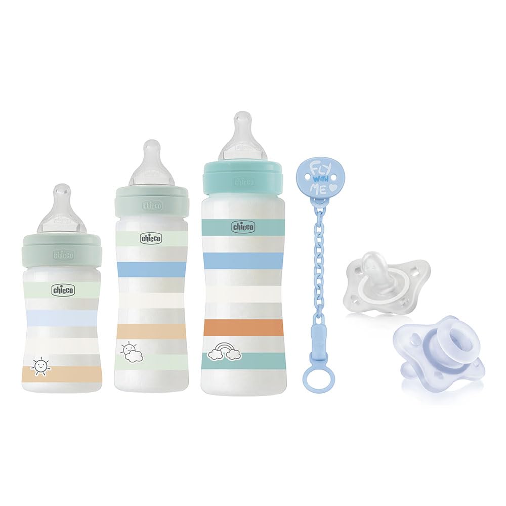 5-teiliges Erstausstattungsset mit Babyflaschen & Schnuller, Blau 5 Stück (1er Pack)
