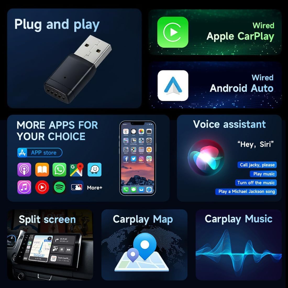 Wireless CarPlay & Android Auto Adapter, 2-in-1 Adapter