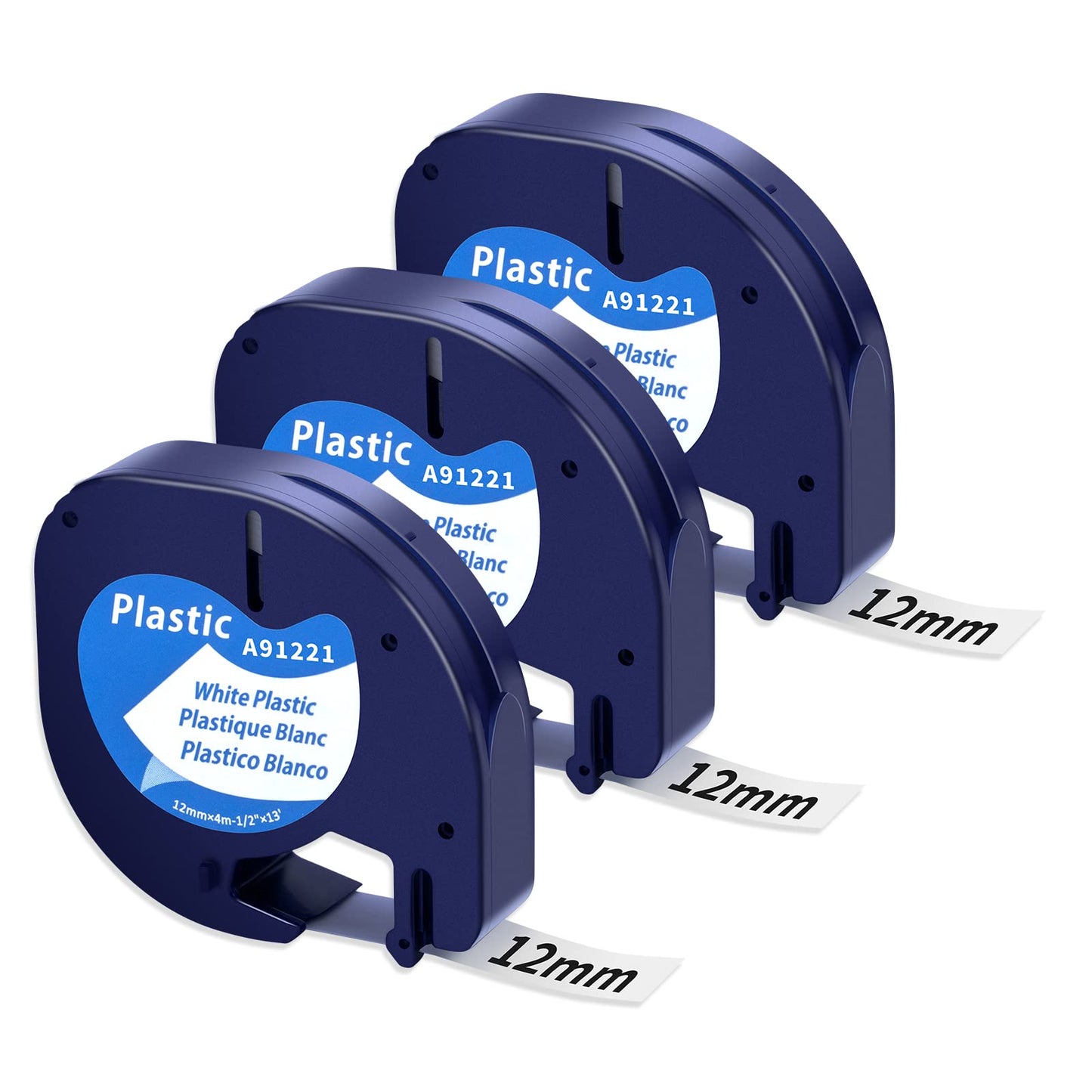 Schriftband für Dymo LetraTag Etikettendrucker, 12mm x 4m