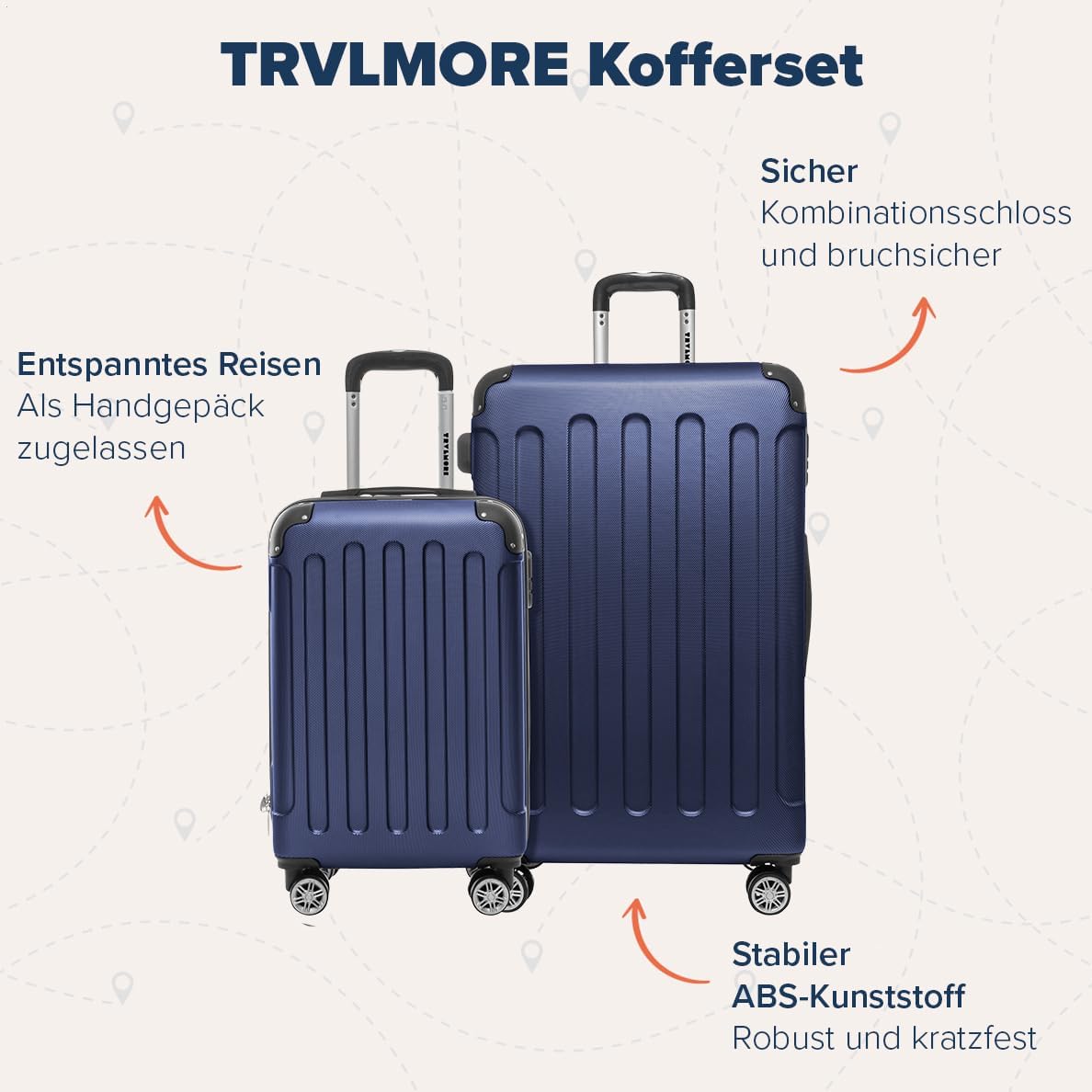 2-teiliges Hartschalenkofferset, Kofferset 2 teilig Blau