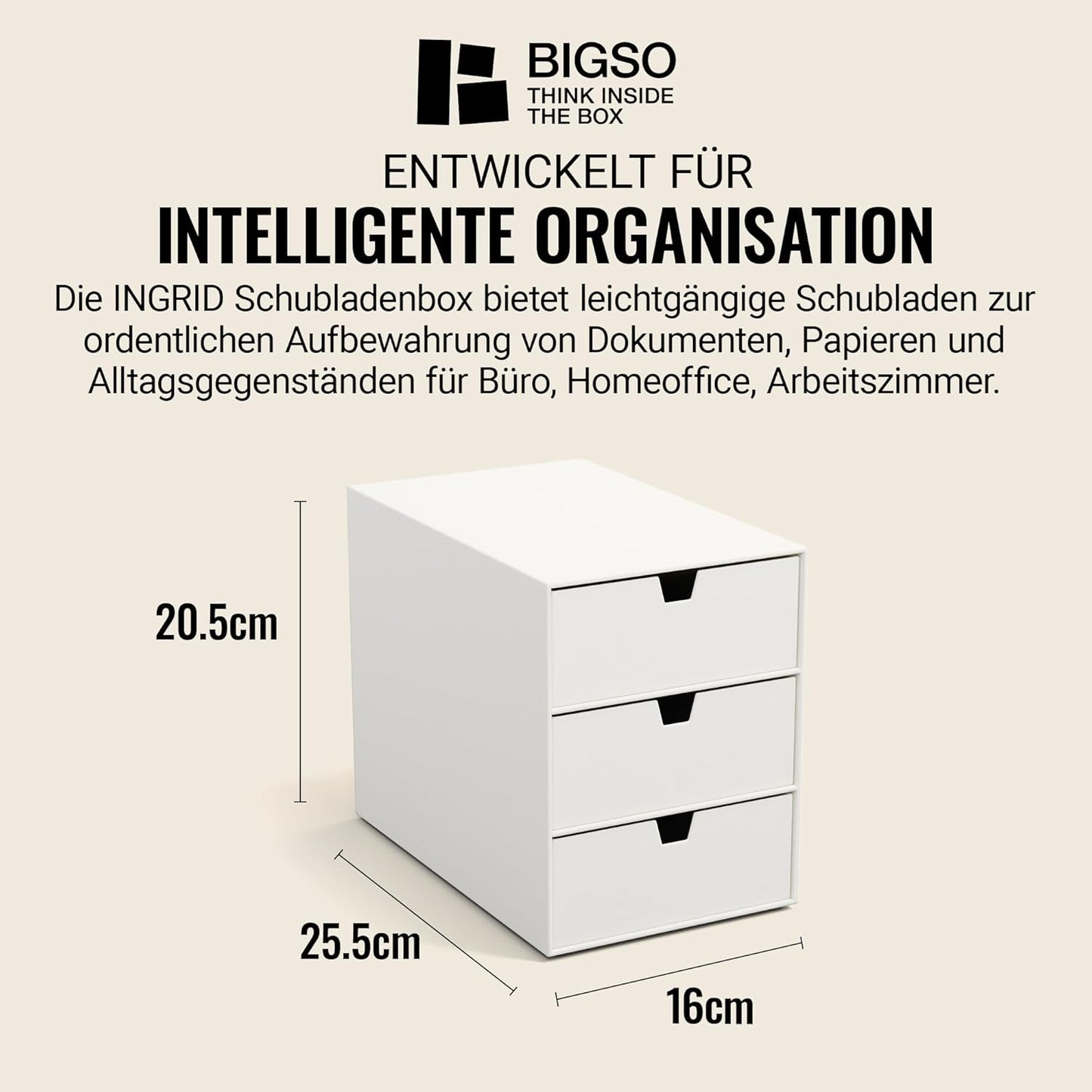 Schubladenbox Ingrid, Weiss Pappe